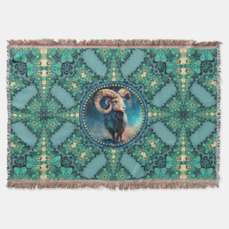 Cobertor Incrível Aries Zodíaco Lace Fractal Azul Verde