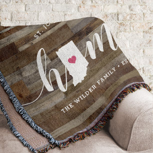 Cobertor Indiana Home State Personalizado Wood Look