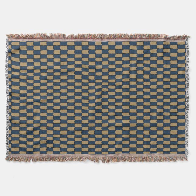 Cobertor Indigo Harbor & Burnished Brass Xadrez  (Frente)