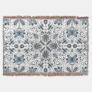 Cobertor Insetos, preto e azul