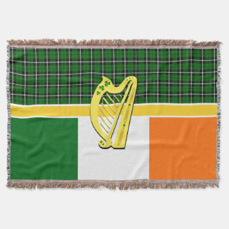 Cobertor Ireland Tartan, bandeira, celta, harpa irlandesa,