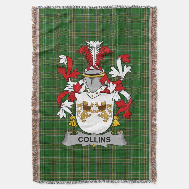 Cobertor Irish Collins Casaco do Serviço Familiar de Armas  (Frente Vertical)