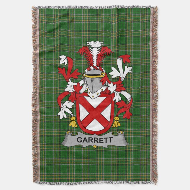 Cobertor Irish Garrett Casaco do Serviço Familiar de Armas  (Frente Vertical)