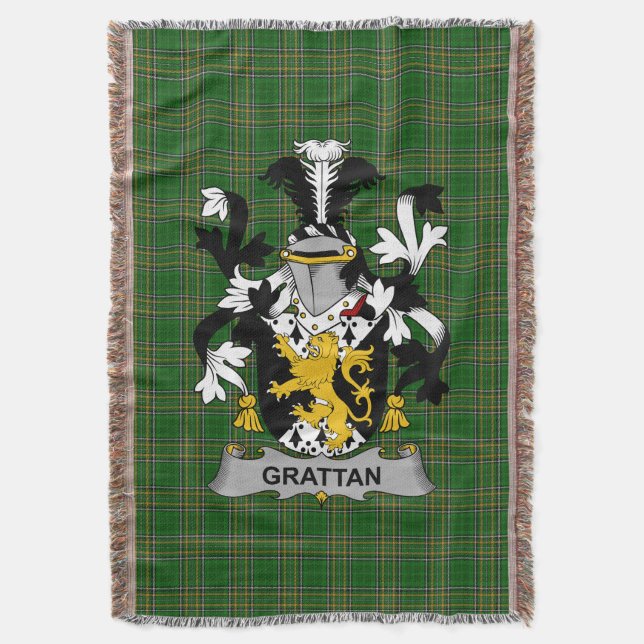 Cobertor Irish Grattan ou McGrattan Casaco de Arms Family C (Frente Vertical)