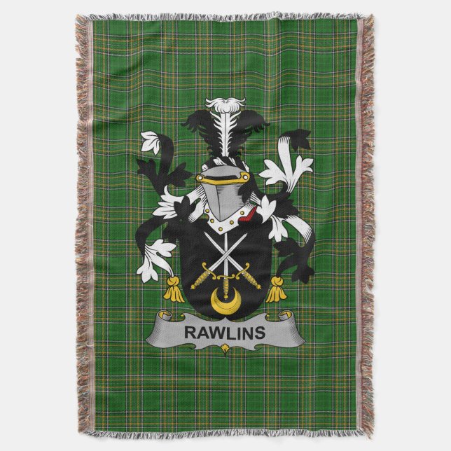 Cobertor Irish Rawlins Casaco do Serviço Familiar de Armas  (Frente Vertical)