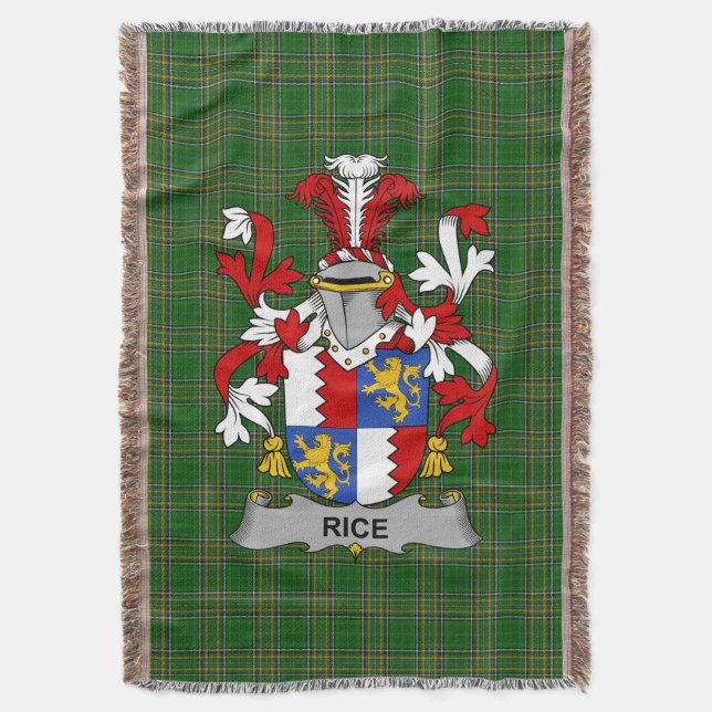 Cobertor Irish Rice Casaco do Serviço Familiar de Armas Irl (Frente Vertical)