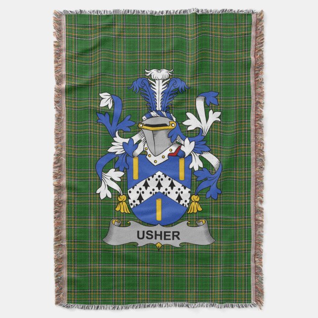 Cobertor Irish Usher Casaco de Armamento Family Crest Irlan (Frente Vertical)