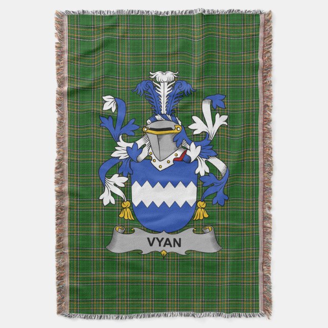 Cobertor Irish Vyan Casaco of Arms Family Crest Irlanda (Frente Vertical)