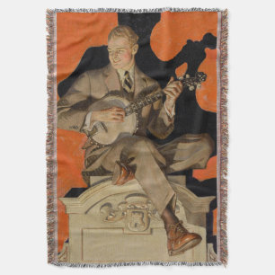 Cobertor J.C. Leyendecker Tocador de Banjo 1920 Arte Art Dé