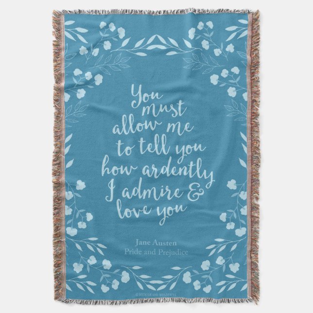 Cobertor Jane Austen Orgulho e Preconceito do Amor Floral (Frente Vertical)