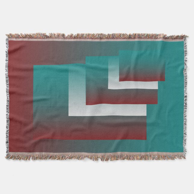 Cobertor Janelas em branco teal burgundy (Frente)