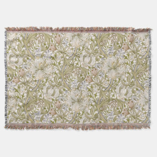 Cobertor Jardim de Lírio Dourado Flor Clássica William Morr