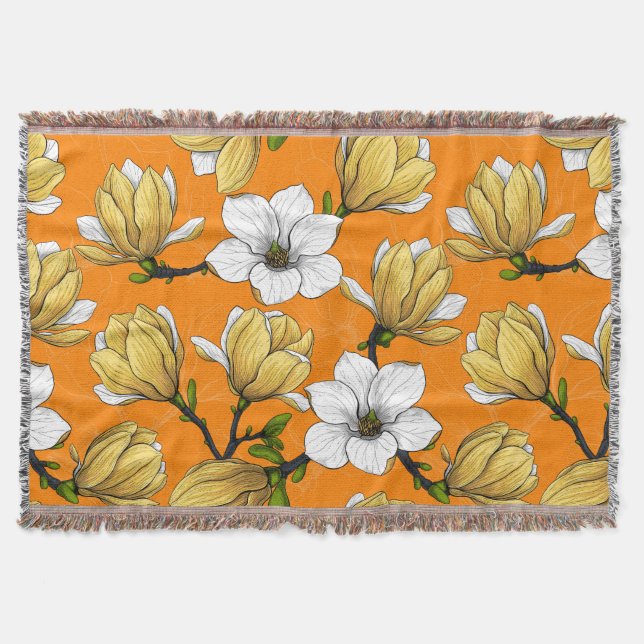Cobertor Jardim de Magnolia em amarelo (Frente)
