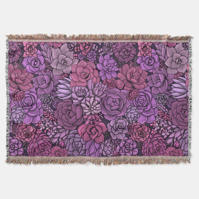 Cobertor Jardim de sucata em rosa e violeta (Frente)