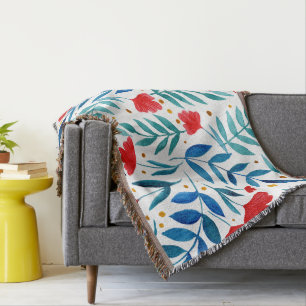 Cobertor Jardim mágico - vermelho e turquesa