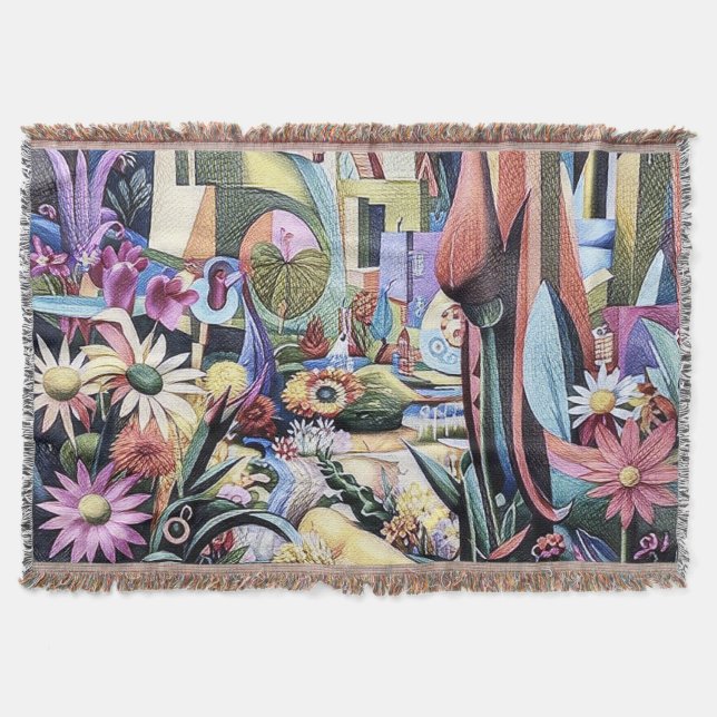 Cobertor Jardim Surreal - Ilustração Floral design 1 (Frente)