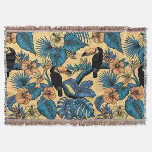 Cobertor Jardim tucano em amarelo e azul