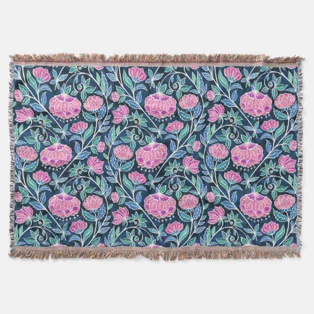 Cobertor Jewel Toned Boho Chalk Chintz Padrão Floral (Frente)