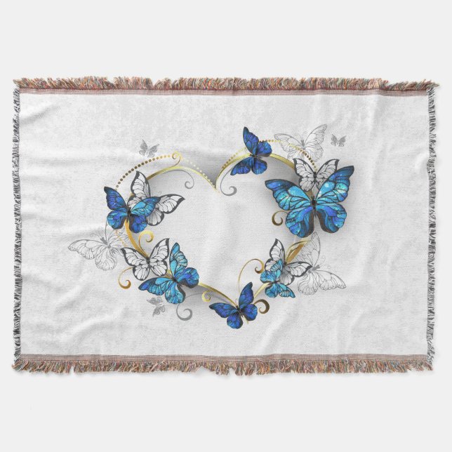 Cobertor Jewelry Heart with Butterflies Morpho (Frente)