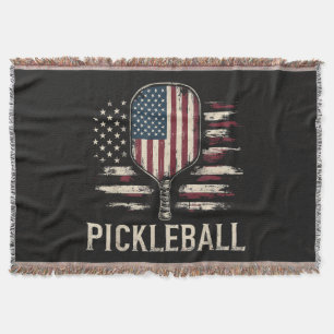 Cobertor Jogador de Pickleball Bandeira dos EUA Retro Paddl
