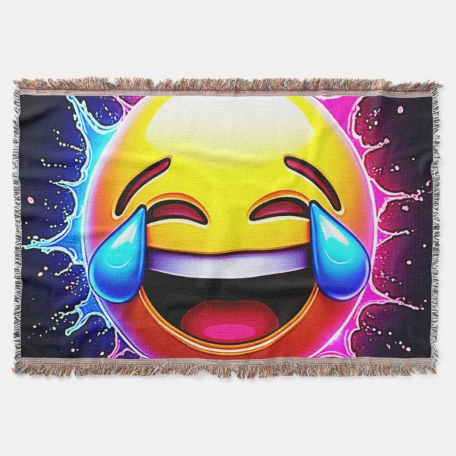 Cobertor Joyful Splash: Laughing Emoji Art (Frente)