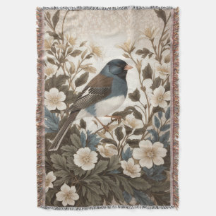 Cobertor Junco Elegante de Olhos Escuros Floral Creme