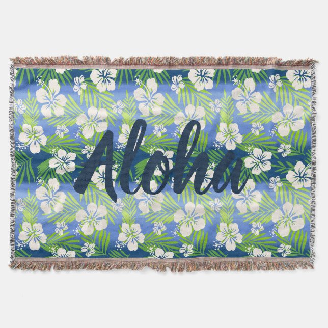 Cobertor Kalani Tie Dye Blend Tropical Hibiscus - Azul (Frente)