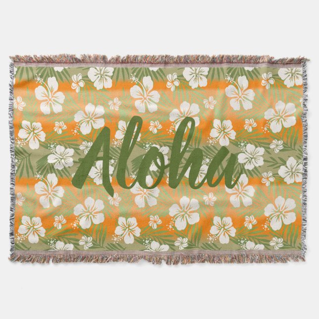 Cobertor Kalani Tie Dye Blend Tropical Hibiscus - Laranja (Frente)