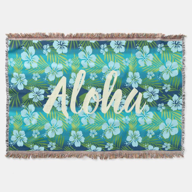 Cobertor Kalani Tie Dye Blend Tropical Hibiscus - Teal (Frente)