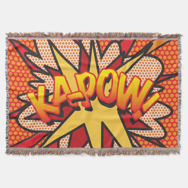 Cobertor KAPOW Diversão Arte Pop Retro de Quadrinhos (Frente)