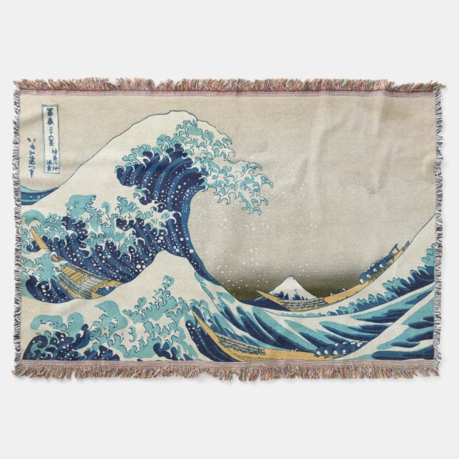 Cobertor Katsushika Hokusai - A onda do Excelente de Kanaga (Frente)