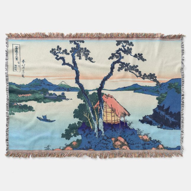 Cobertor Katsushika Hokusai - Lago Suwa na província de Shi (Frente)