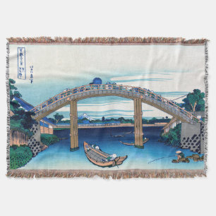 Cobertor Katsushika Hokusai - Sob Ponte Mannen, Fukagawa