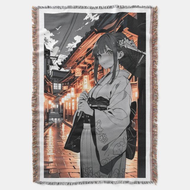 Cobertor KAWAII Japanese Girl throw blanket (Frente Vertical)