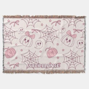 Cobertor Kawaii Pink Halloween Fantasmas & Pumpkin (2)