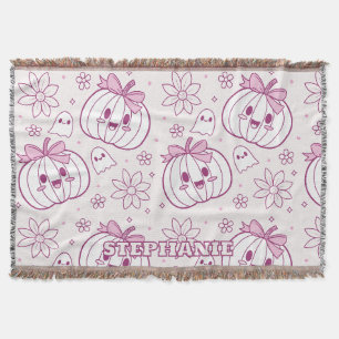 Cobertor Kawaii Pumpkins, Fantasmas e Flores