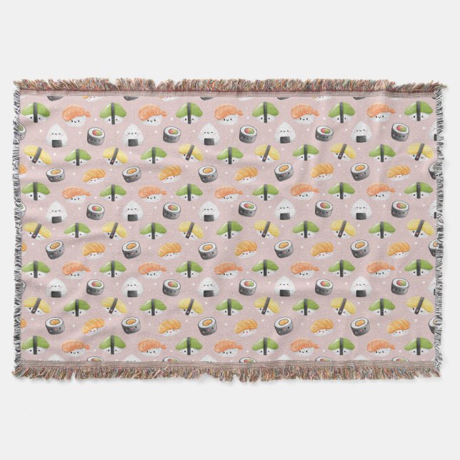 Cobertor kawaii sushi rolls, padrão sushi (Frente)