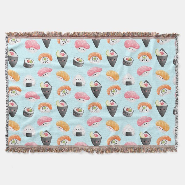 Cobertor kawaii sushi rolls, padrão sushi (Frente)