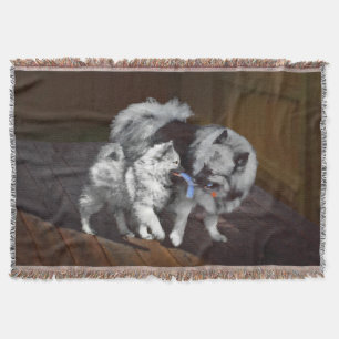 Cobertor Keeshond Playtime Painting - Cute Original Dog Art