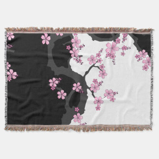 Cobertor Kimono Black e White Pink Sakura