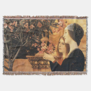 Cobertor Klimt Duas Meninas com Oleandro Art Nouveau