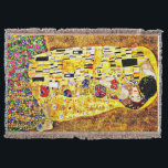 Cobertor Klimt - O Beijo<br><div class="desc">A pintura romântica de Gustav Klimt.</div>