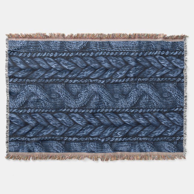 Cobertor Knit de pedaços azul escuro (Frente)