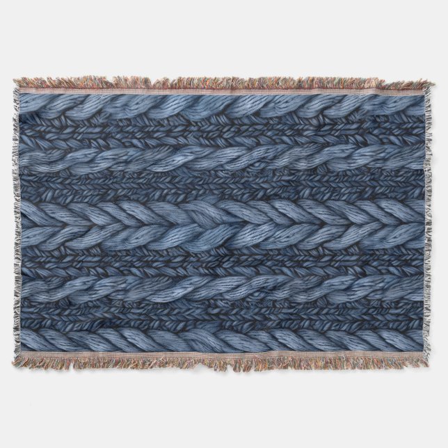 Cobertor Knit de pedaços azul escuro (Frente)