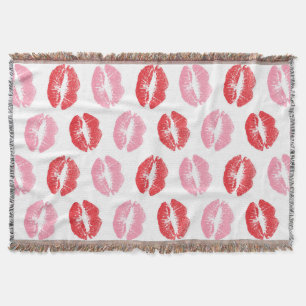 Cobertor Lábios Vermelhos e Rosa, Padrão De Lábios, Batom, 