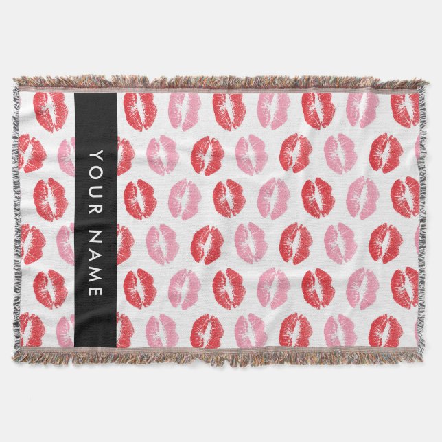 Cobertor Lábios Vermelhos, Lábios Rosa, Beijo, Seu Nome, Pe (Frente)