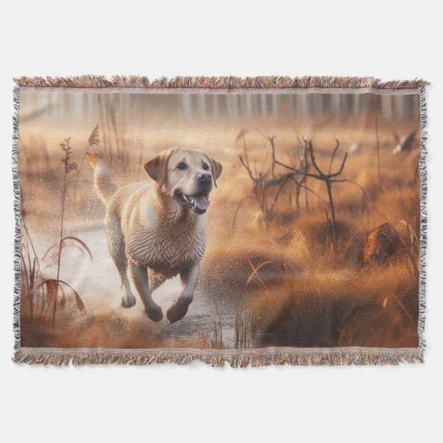 Cobertor Labrador/cão na caça ao pato no outono (Frente)