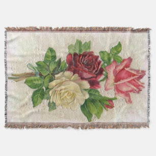Cobertor Laço e rosas do vintage afegãos