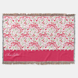 Cobertor Laços Rosa Vermelho Coquette Desenhados à Mão Prép