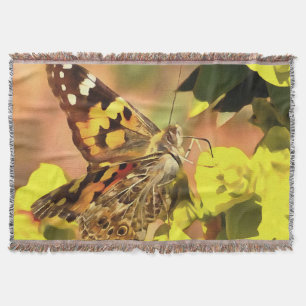 Cobertor Lady Butterfly pintada em Myrtle Spurge